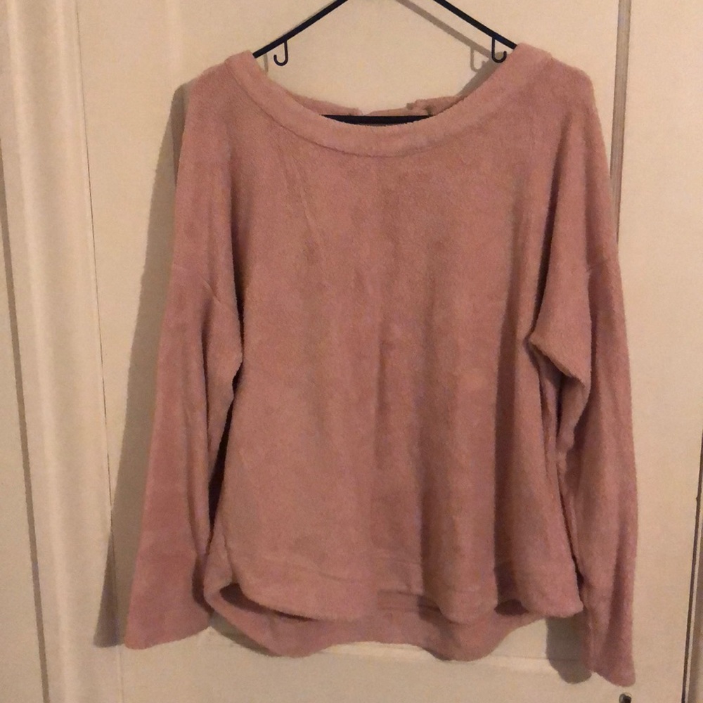 Pink sweatshirt with tie back